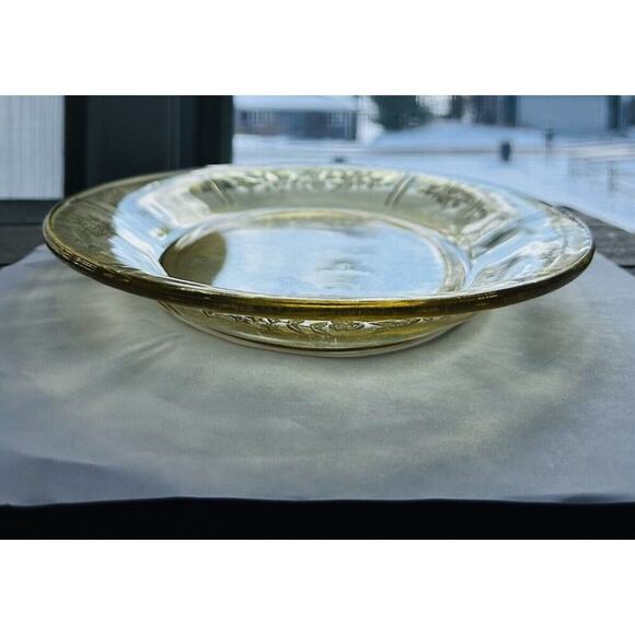 Federal Depression Glass Amber Sharon Cabbage Rose Serving Yellow Platter Plate - Picture 10 of 14